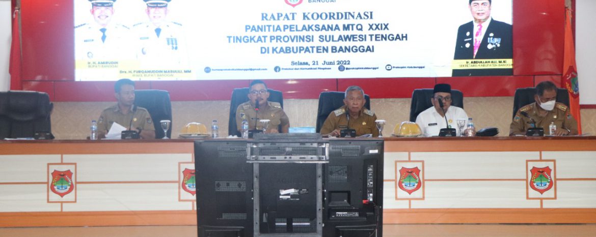 Bupati Banggai Gelar Rakor Persiapan PanPel MTQ XXIX Tingkat Provinsi Sulawesi Tengah Di Kabupaten Banggai